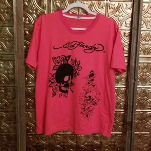 Vintage Ed Hardy pink tshirt